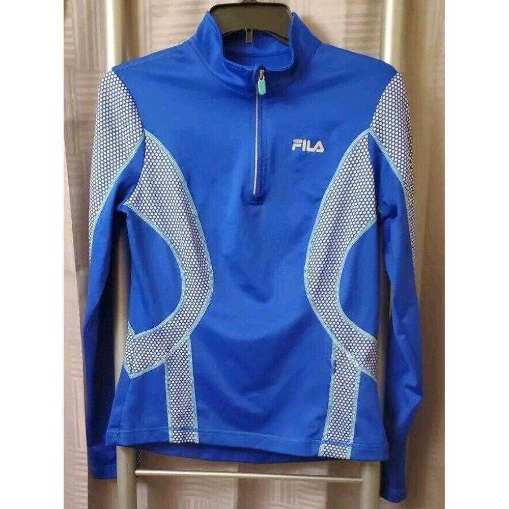 FILA Sport Reflective Blue 1/4 Zip Running Jacket w/Thumbhole size S